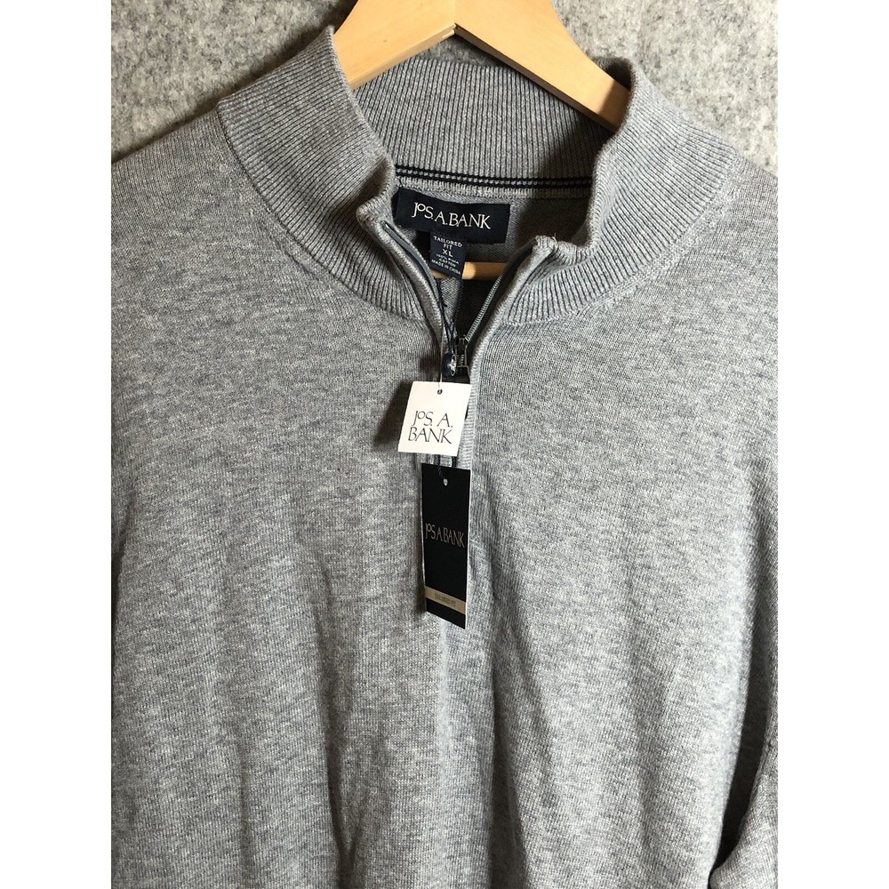 Jos. A. Bank Sweater XL Gray Pima Cotton Tailored Fit Casual Career New w Tag